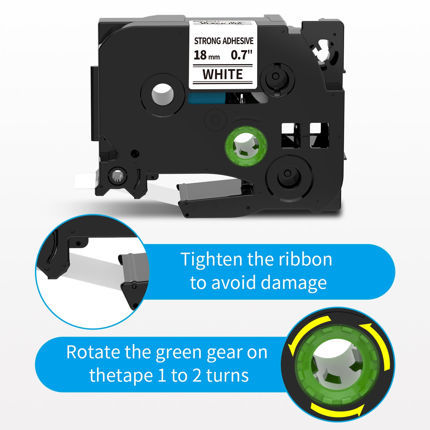 Compatible TZ Tape 18mm 0.7 Laminated Compatible for Brother P Touch 3/4 Inch Label Tape (Black on White/Red/Blue/Yellow/Green) for PTouch PTD400, PTD600, PTD400AD PTP700 Label Maker, 5-Pack
