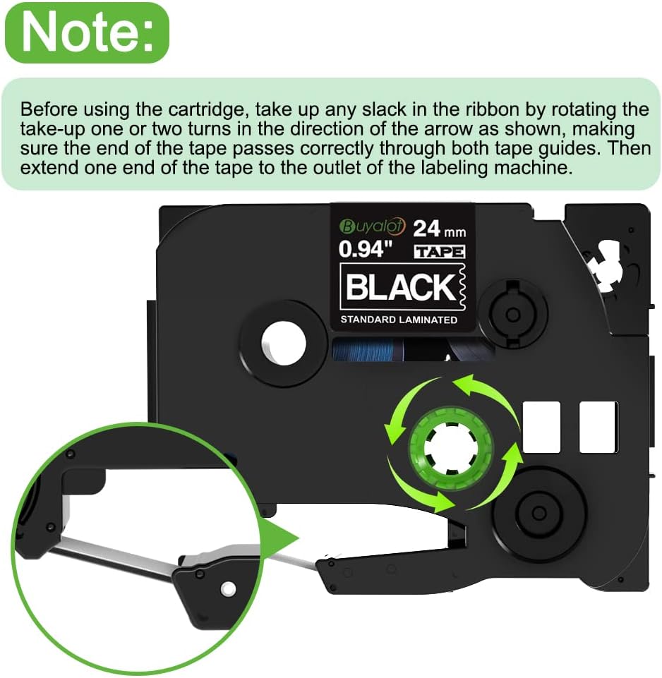 Compatible Label Tape Replacement for Brother Ptouch Label Maker Tape, TZe-355 24mm 1 Inch Standard Laminated White on Black Compatible with Brother Ptouch PTD600 PTP700 PT2300, 2-Pack