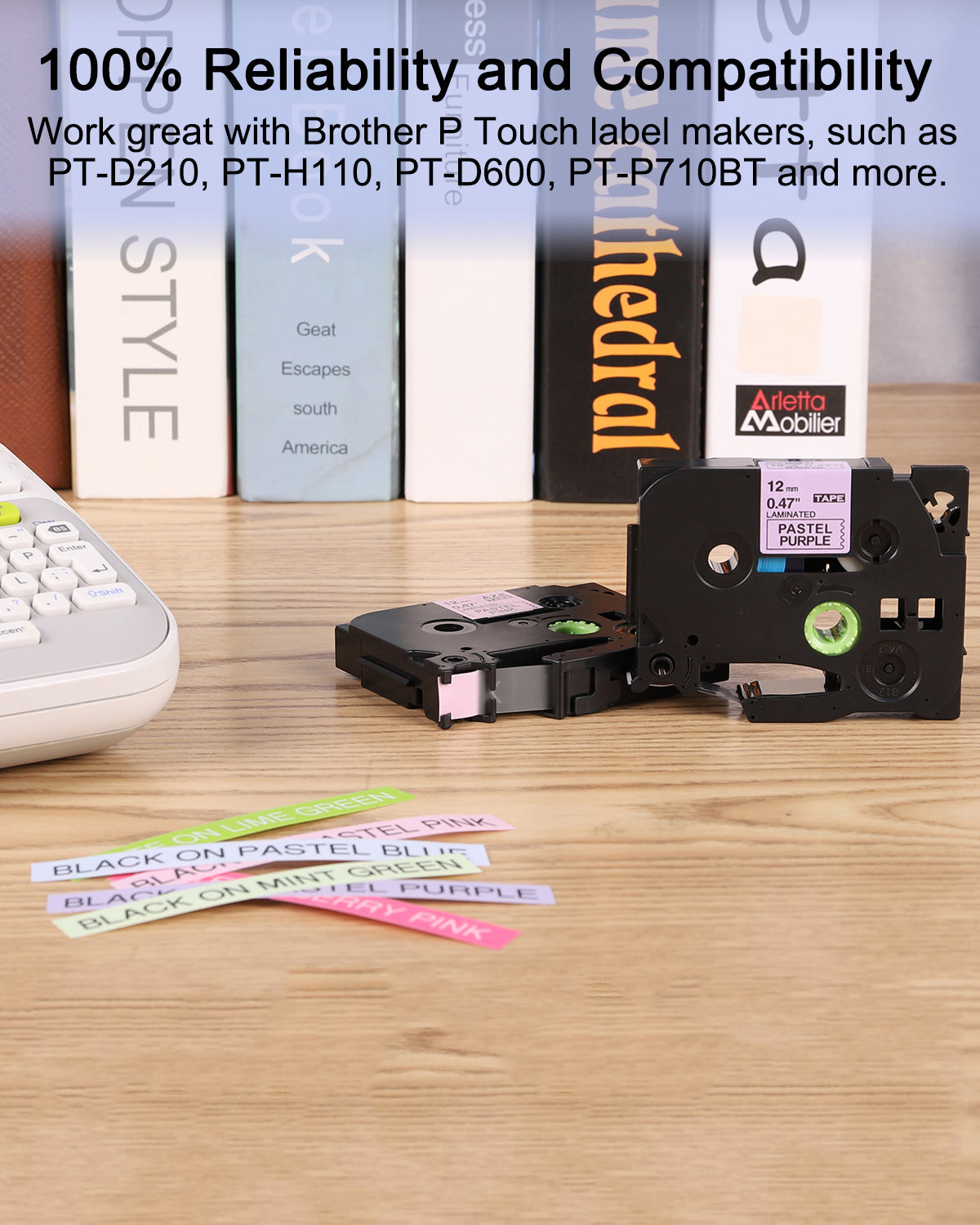 Tz Tape 12mm 0.47 Laminated Compatible Label Tapes Replacement for Brother TZe Label Tape TZE-MQ531/MQE31/MQF31/MQP35/MQG35/MQG31 12mm 0.47 inch for Brother P Touch PT-H110 PT-D600 PT-D400, 6-Pack