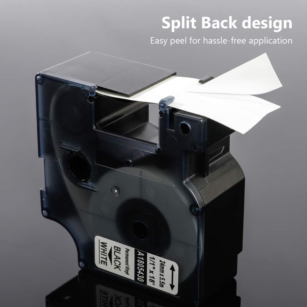Compatible Industrial Label Tape Replacement for DYMO 1805430 1" Permanent Vinyl Label Tape for Use with DYMO Rhino 6000 6500 Industrial Label Maker, Black on White,2-Pack