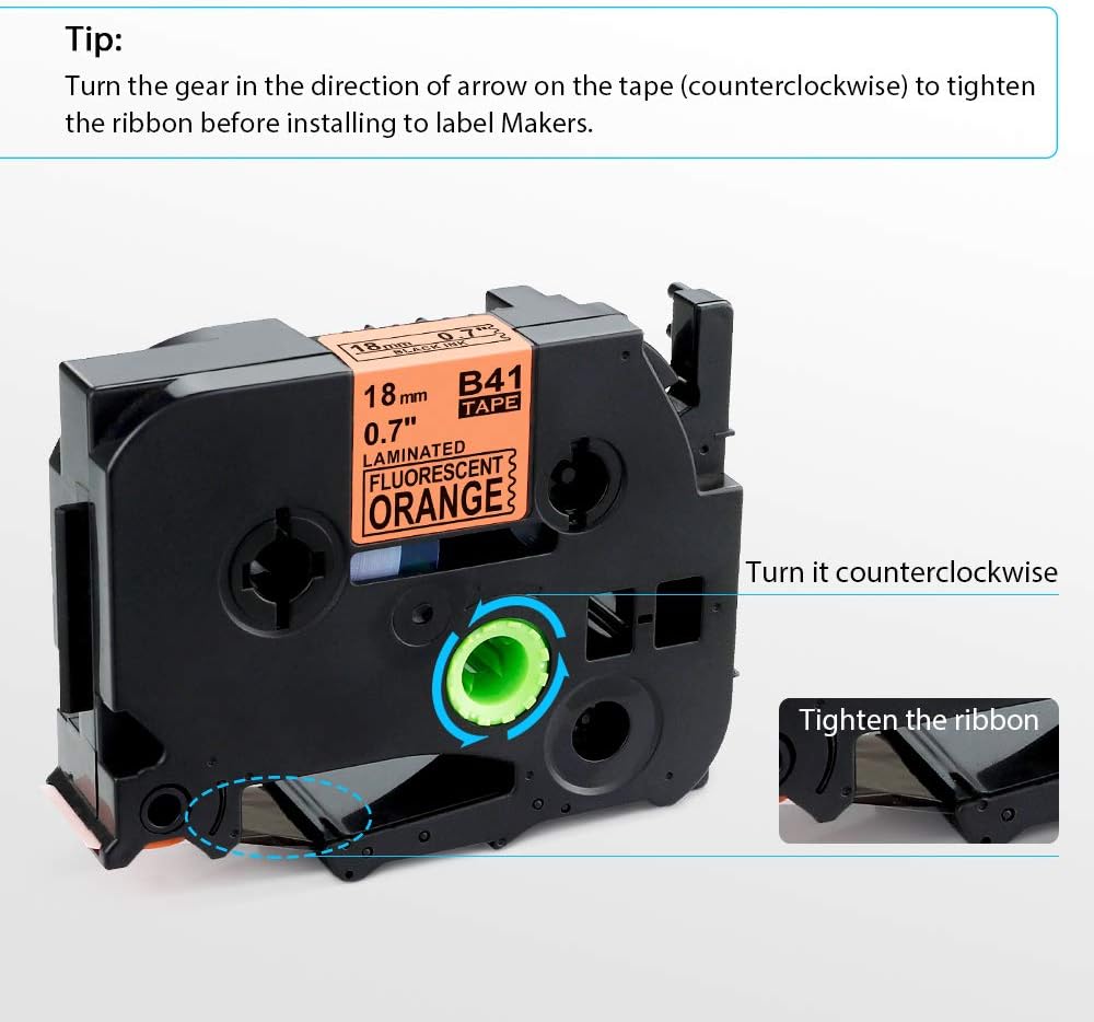 Compatible with Label Tapes Replacement for Laminated P Touch Label Tape 18mm 0.7 Inch Black on Orange Tape, Compatible with Brother P-Touch Label Maker PTD400 PTD600 PTD610BT PTD400AD PTP750W