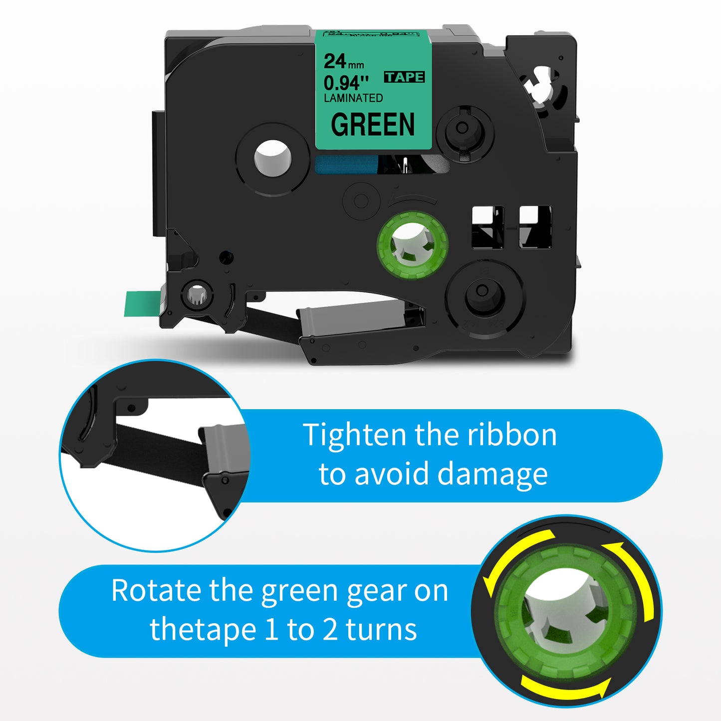 24mm Label Tape Replacement for Brother P Touch TZe-751 TZ-751 TZe751 TZ751 Black on Green 24mm 0.94 Inch Work with PTD600 D600VP PTP700 P750W P900W P950NW PTP710BT PT-9600 Label Makers