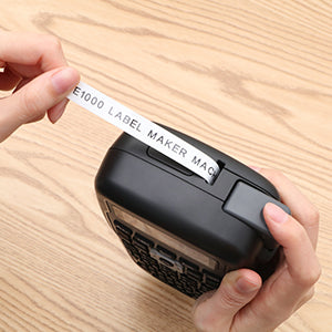 Label Maker - E1000 Handheld Laminated Label Maker Printer with Tape, QWERTY Keyboard with Label, Easy to Use with Multiple Symbols, Labeler for Office/Home/School/Industrial Organization, Black