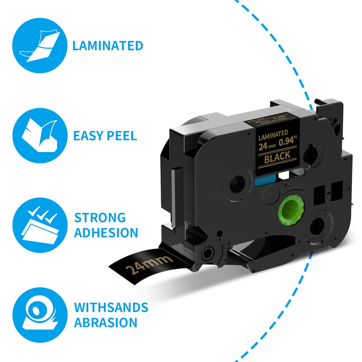 AZe-354 Compatible 24mm Label Tape Replacement for Brother P Touch Tze TZ Tape 24mm 0.94 Laminated Gold on Black TZe354 1 Inch for Ptouch PTD600 PT-P710BT PT-P750W Label Maker, 2 Pack