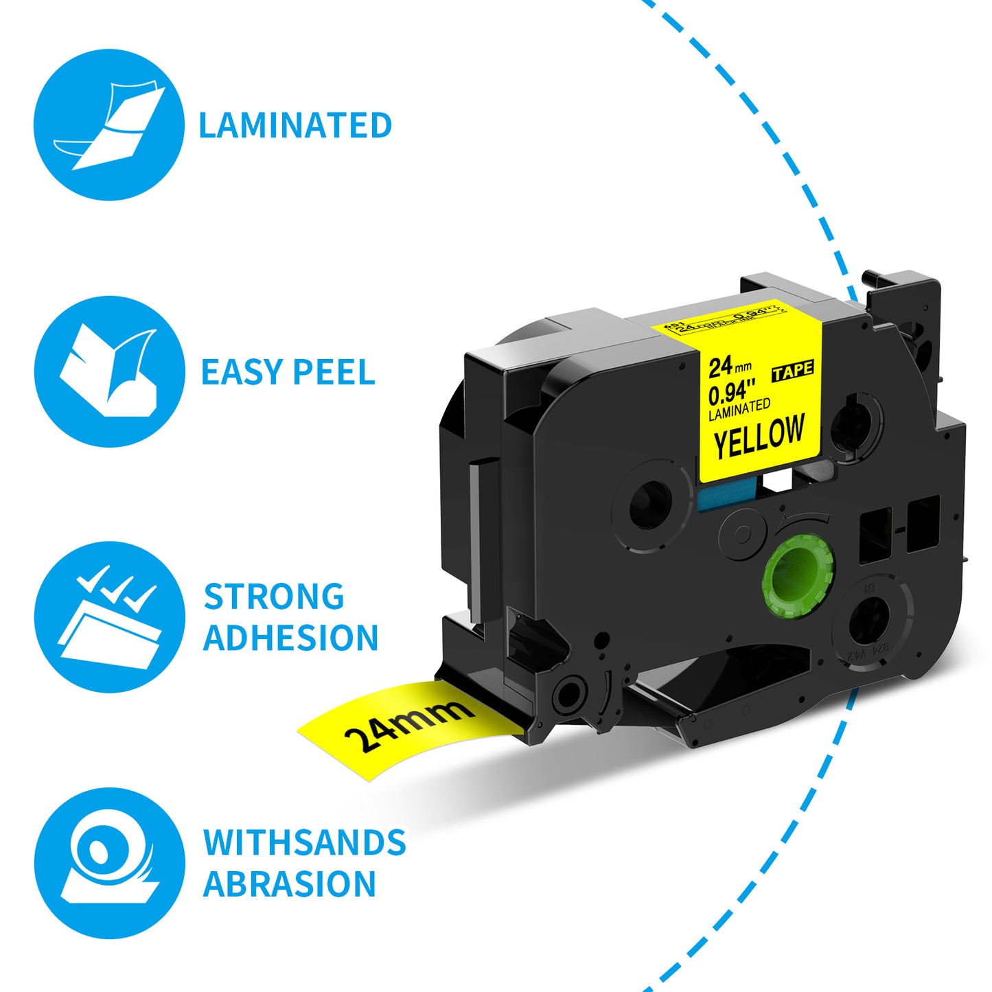 Compatible Label Tape Replacement for Brother Ptouch TZE-651 TZE651 TZ-651 Tape, 1" 24mm Standard Laminated Black on Yellow Label Tape Work with PTD600 PT-P900W PT-P950NW Label Maker, 2-Pack