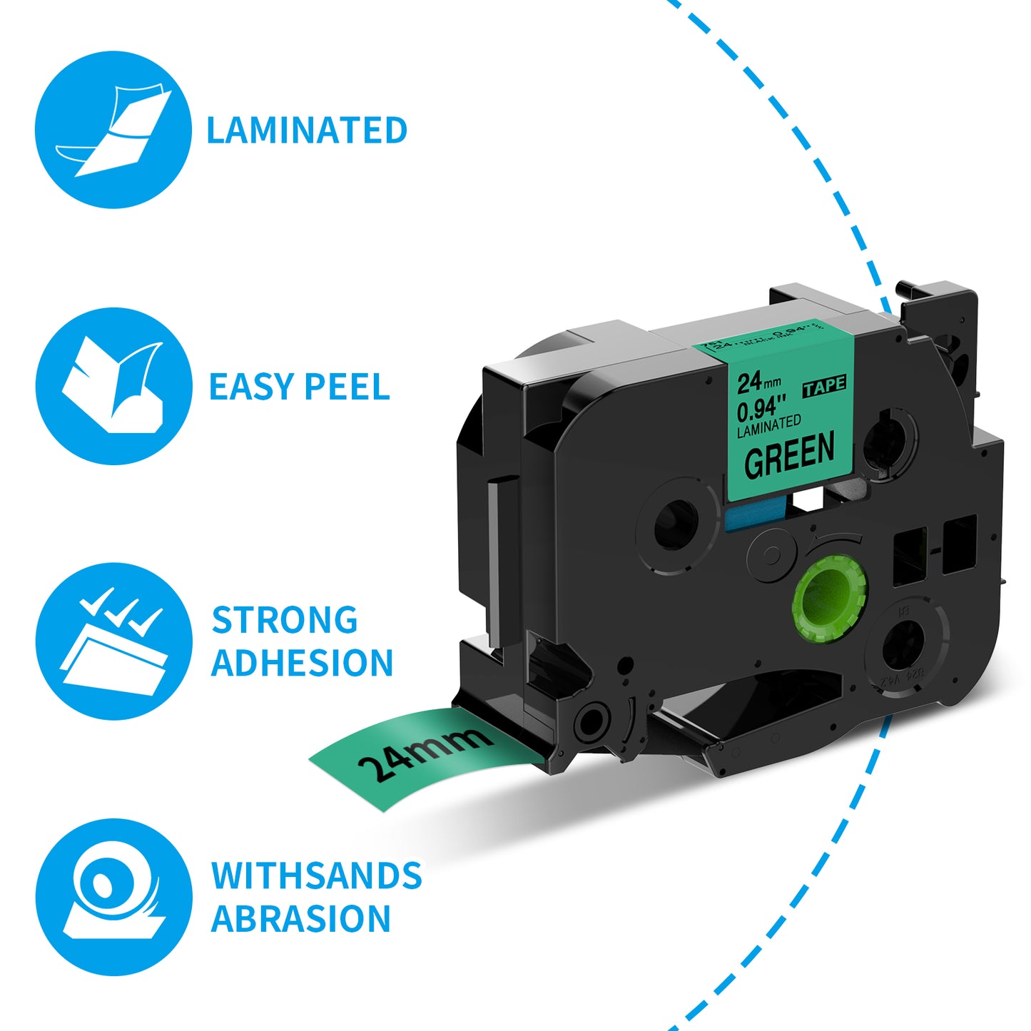 24mm Label Tape Replacement for Brother P Touch TZe-751 TZ-751 TZe751 TZ751 Black on Green 24mm 0.94 Inch Work with PTD600 D600VP PTP700 P750W P900W P950NW PTP710BT PT-9600 Label Makers