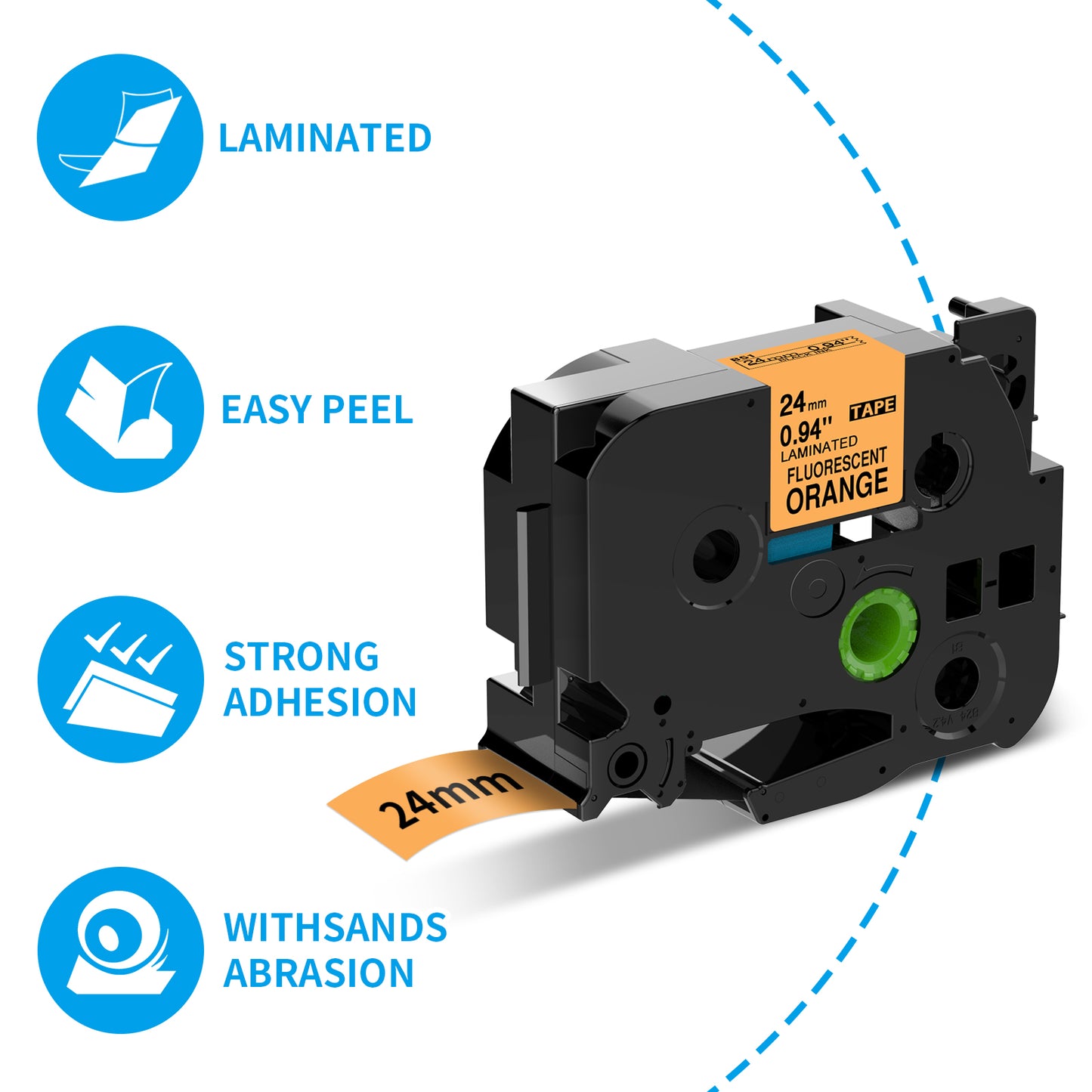 24mm Label Tape TZe B51 Replacement for Brother P Touch TZe-B51 24mm 0.94 Label Tape, 1 Inch Black on Fluorescent Orange Standard Laminated Tape Work with Brother Ptouch PT-D600 Label Maker