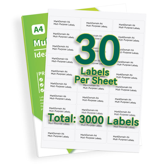 MarkDomain Shipping Address Labels for Laser & Inkjet Printers, White, 1" x 2-5/8", Easy to Peel (30 Sheets, 3000 Labels), Compatible with Avery 5160