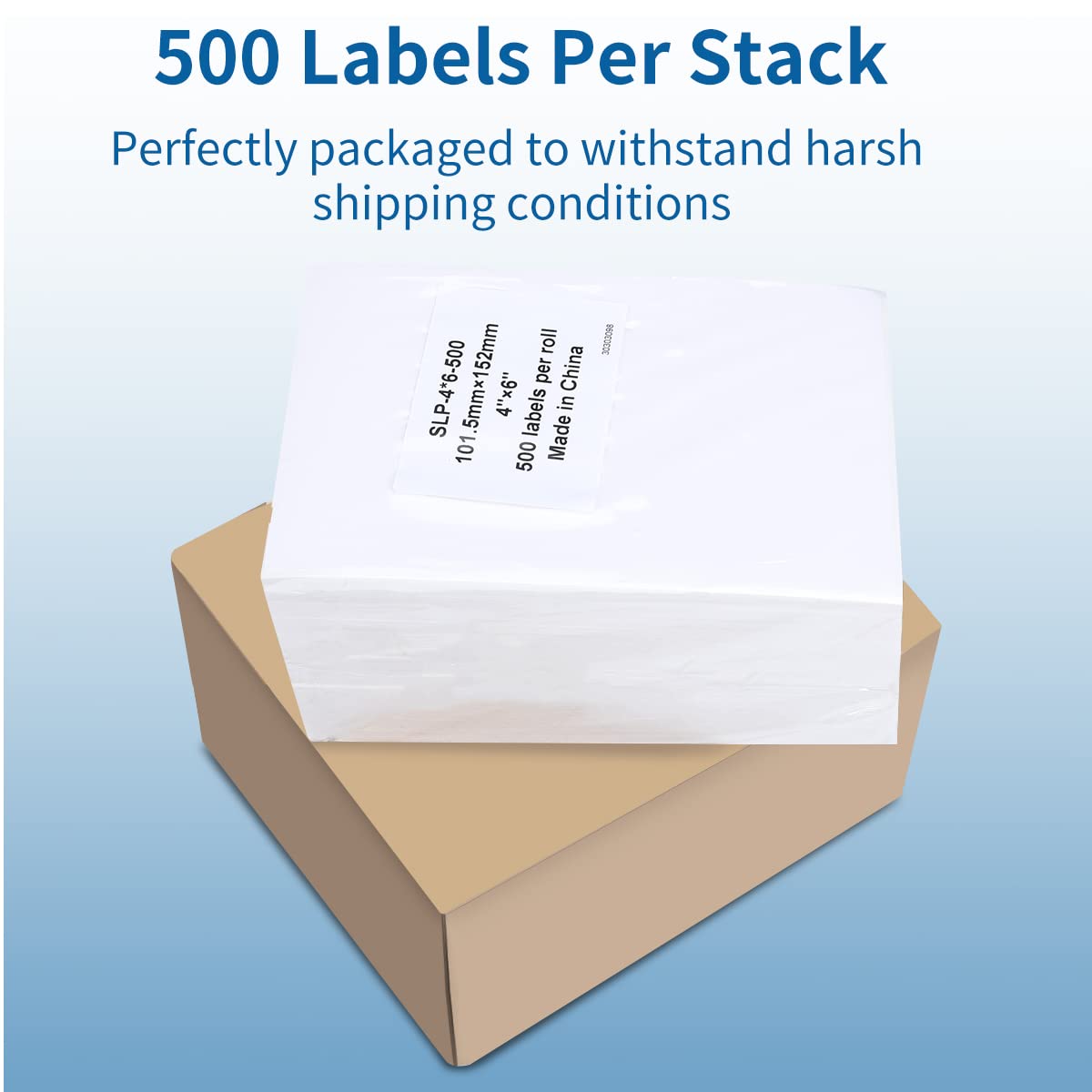 MarkDomain 4''x6'' Thermal Shipping Label - 500 Fan-Fold Permanent Adhesive, Commercial Grade Postage Labels, Compatible with Rollo, MUNBYN, iDRPT, Polono, Zebra Thermal Label Printers.