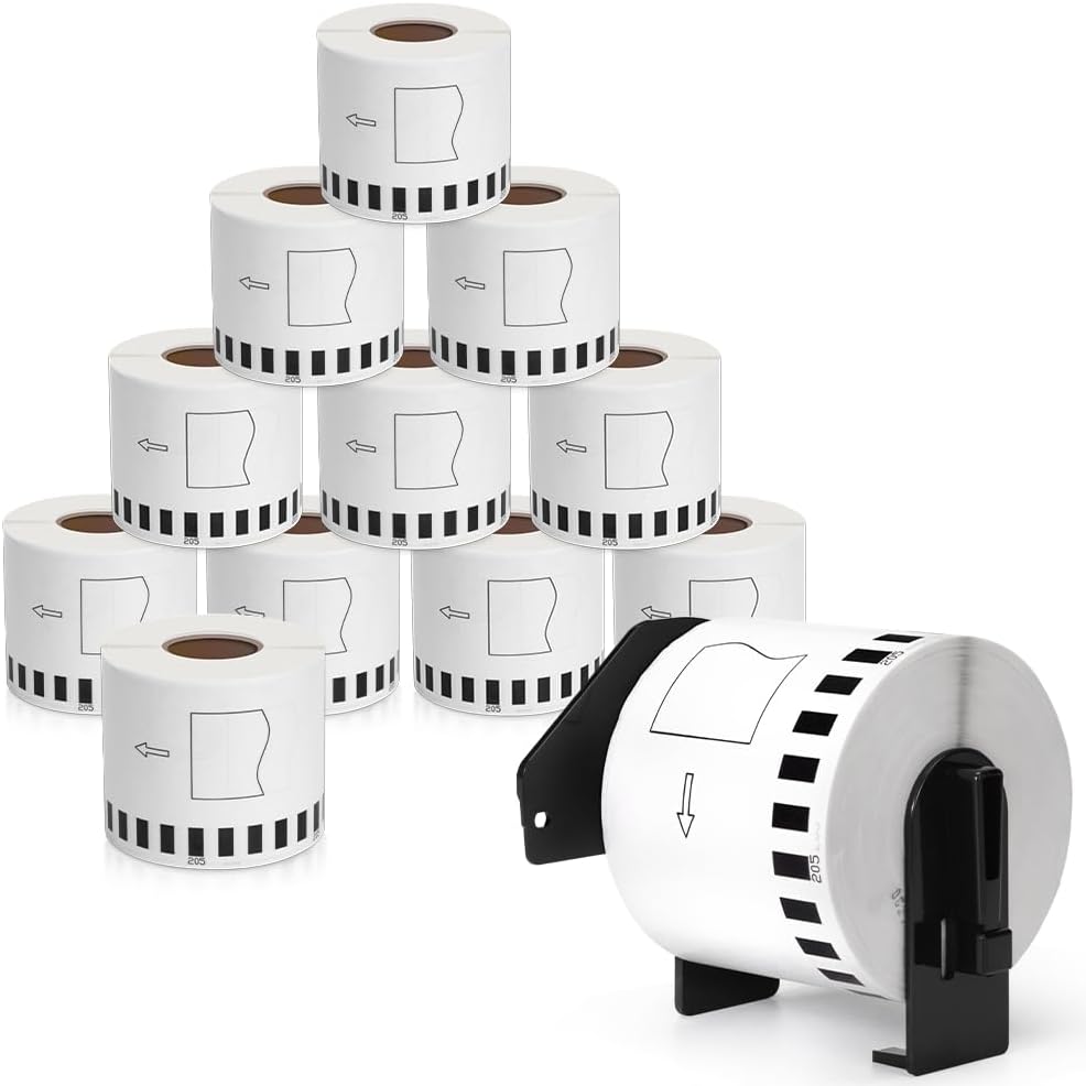 MarkDomain 12 Rolls DK2205 (2.4" X 100 Ft.) Continuous Length Labels Paper Tape, Compatible Brother Paper Roll (62mm x 30.4m) Use with QL QL-800 QL-820NWB QL-1060N QL-1110NWBC Label Printers