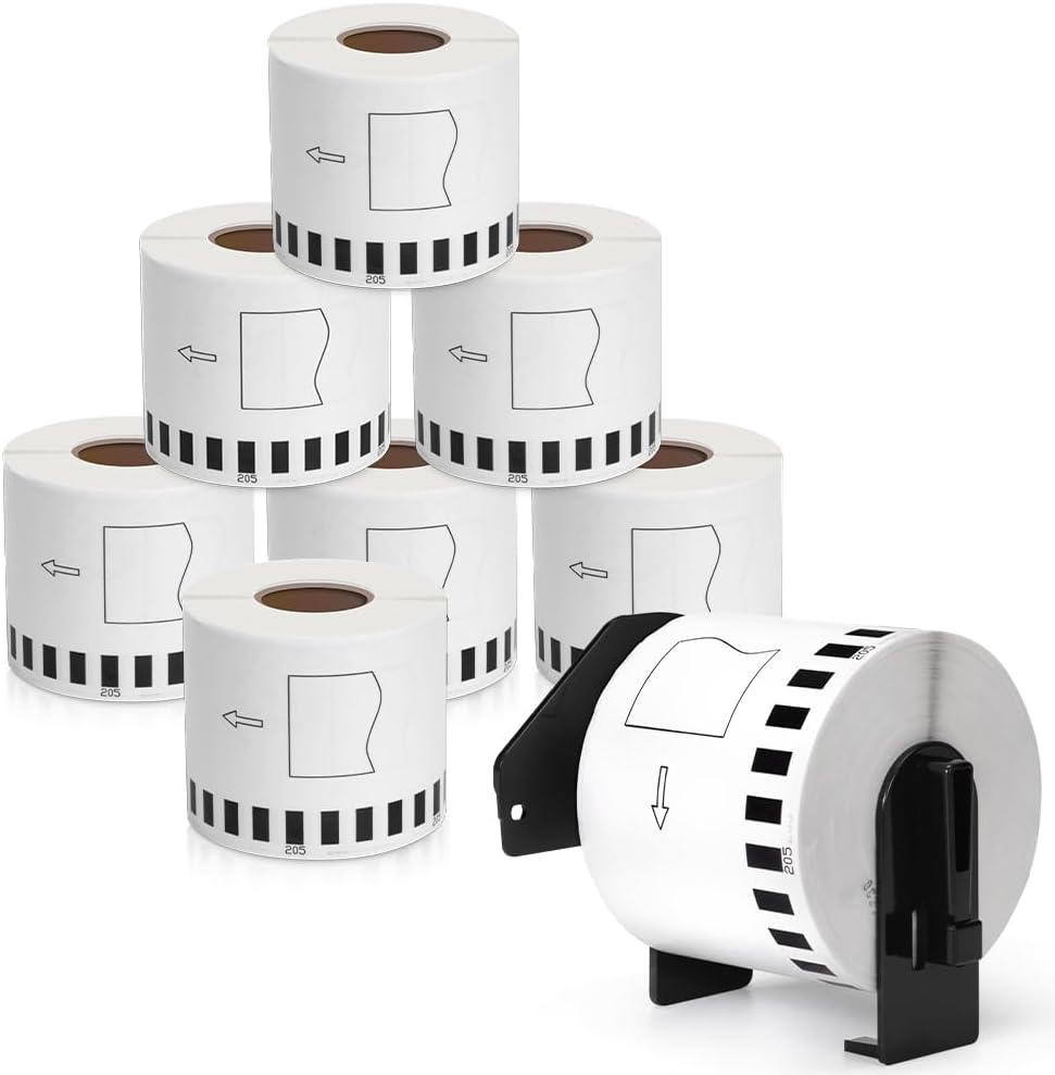 MarkDomain - DK-2205 Continuous Paper Labels Tape Compatible Brother DK2205 DK 2205 (2.4" X 100 Ft.) Use with Brother QL-720NW QL-810W QL-820nwb QL-1110NWBC Label Printers - 8 Rolls + 1 Frame