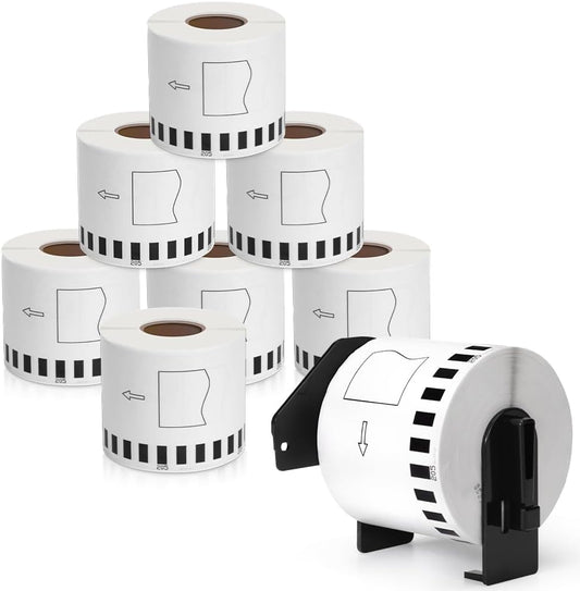 MarkDomain - DK-2205 Continuous Paper Labels Tape Compatible Brother DK2205 DK 2205 (2.4" X 100 Ft.) Use with Brother QL-720NW QL-810W QL-820nwb QL-1110NWBC Label Printers - 8 Rolls + 1 Frame