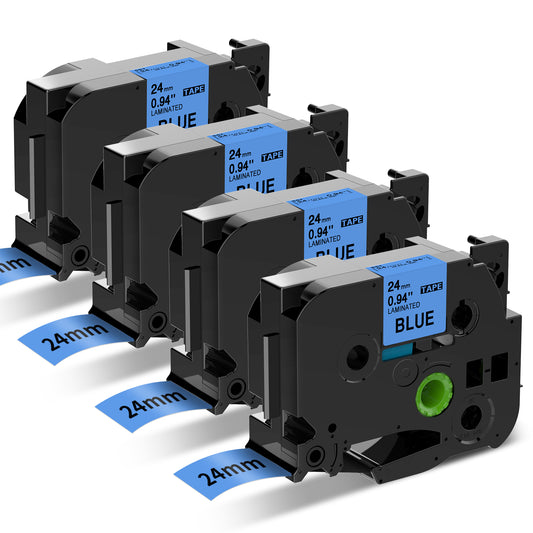 Compatible Brother P Touch Label Tape TZe-551 TZe551 TZE551 TZ551 TZ-551 Black on Blue Replacement for TZe TZ Label Tape 24mm 0.94 Laminated TZe 551 for PT-D600 PT-D610BT PT-P710BT, 4-Pack