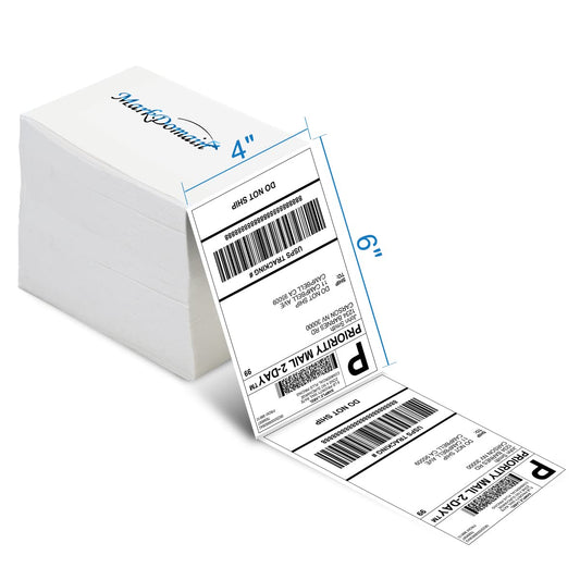 MarkDomain 4''x6'' Thermal Shipping Label - 500 Fan-Fold Permanent Adhesive, Commercial Grade Postage Labels, Compatible with Rollo, MUNBYN, iDRPT, Polono, Zebra Thermal Label Printers