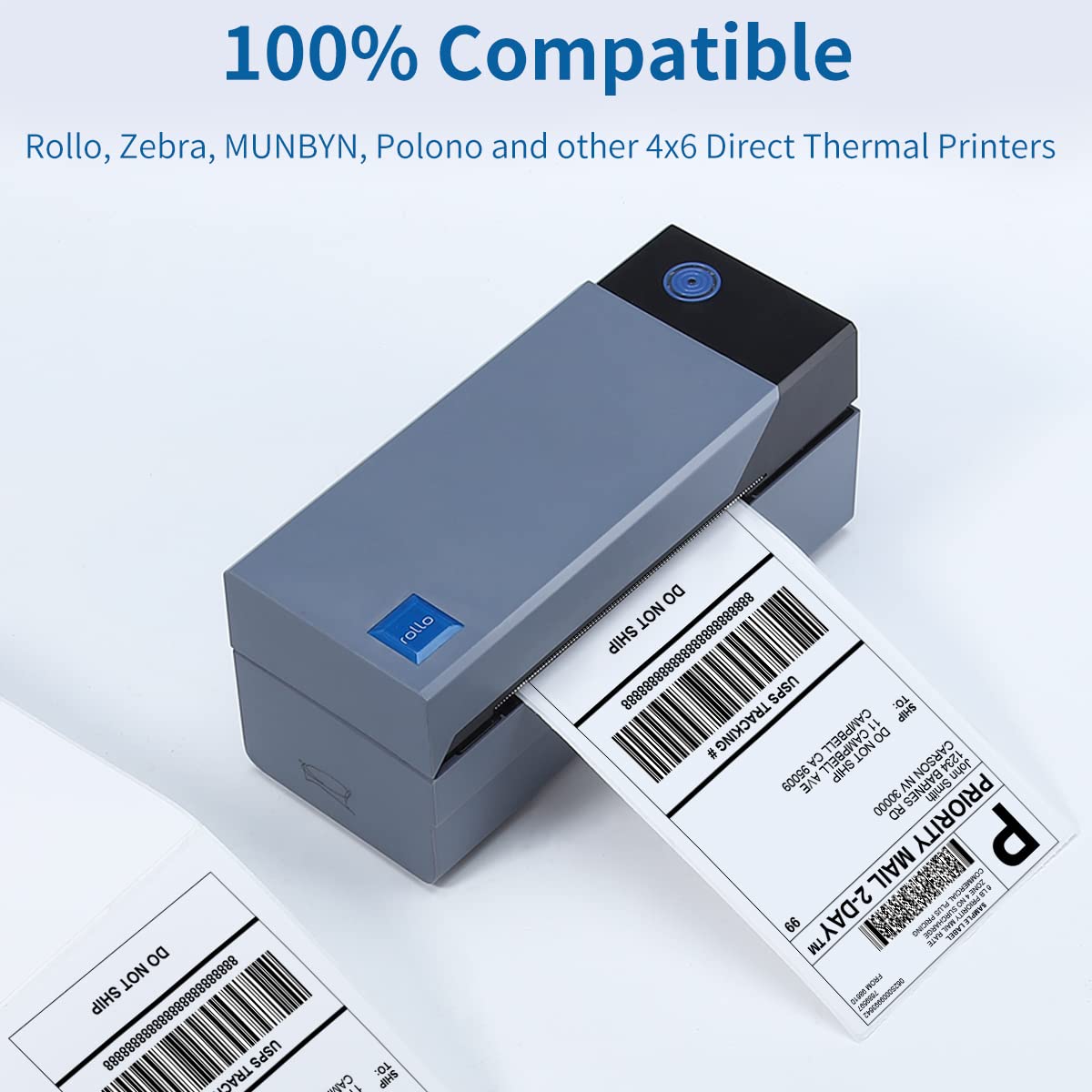 MarkDomain 4''x6'' Thermal Shipping Label - 500 Fan-Fold Permanent Adhesive, Commercial Grade Postage Labels, Compatible with Rollo, MUNBYN, iDRPT, Polono, Zebra Thermal Label Printers.