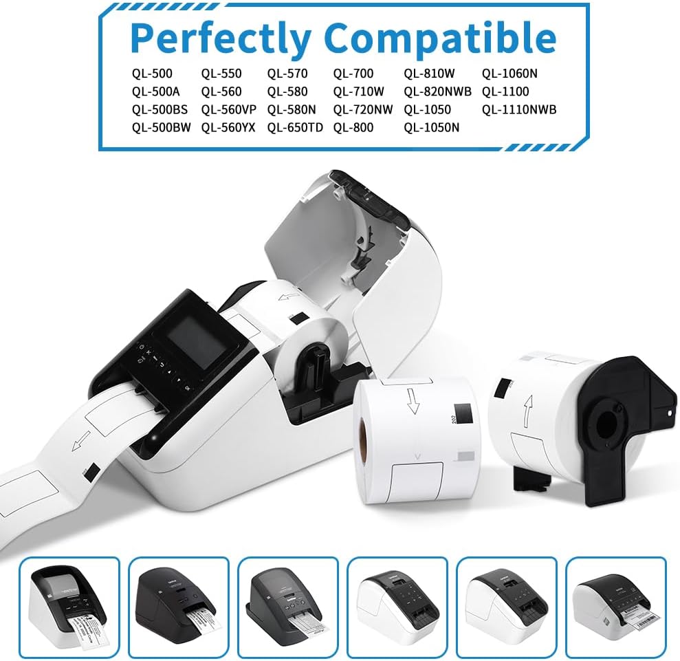 MarkDomain Compatible for DK 1202, 2.4” x 3.9” Die-Cut Small Address/Shipping Label, 300 Stickers/Roll, for Brother QL-810N QL-820NWB Printer, 12 Rolls + 1 Frame