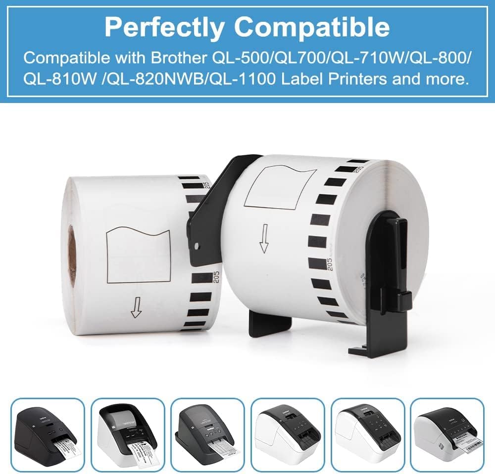 MarkDomain - DK-2205 Continuous Paper Labels Tape Compatible Brother DK2205 DK 2205 (2.4" X 100 Ft.) Use with Brother QL-720NW QL-810W QL-820nwb QL-1110NWBC Label Printers - 8 Rolls + 1 Frame