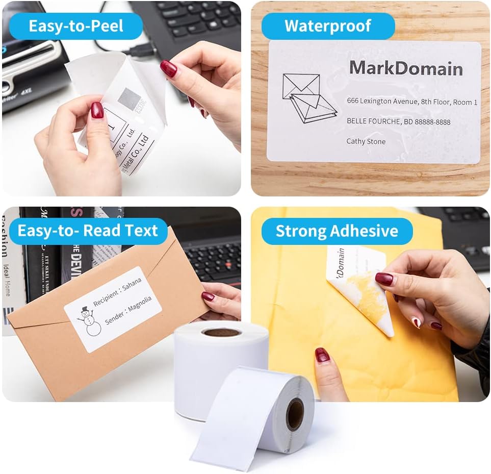 MarkDomain 8 Rolls Compatible Dymo 30323 (2-1/8" x 4") Paper Roll, Shipping/Adress Label for DYMO Label Writer 450, 4XL, 450 Duo/Turbo Label Printers, 1 roll of 220 (54mm x 102mm)