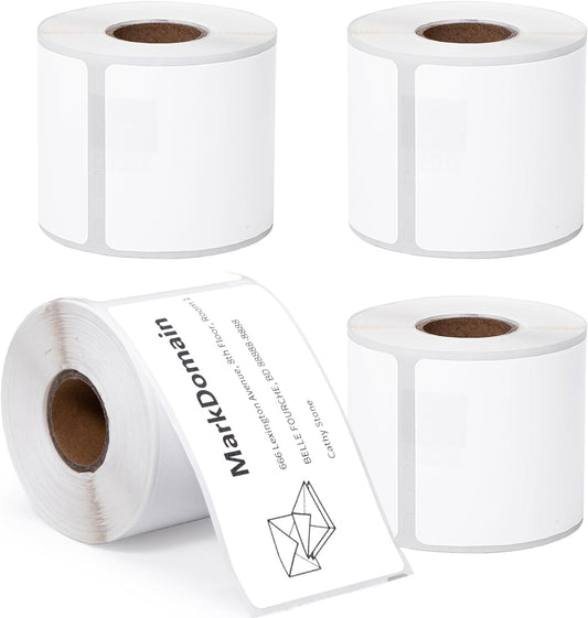 MarkDomain Compatible Paper Roll Replacement for Dymo 30256 Large Shipping Labels 59 mm x 102 mm (2-5/16" x 4") 300/Roll for Label Writer 400 450 Duo Twin Turbo 4XL Printer (4 Rolls)