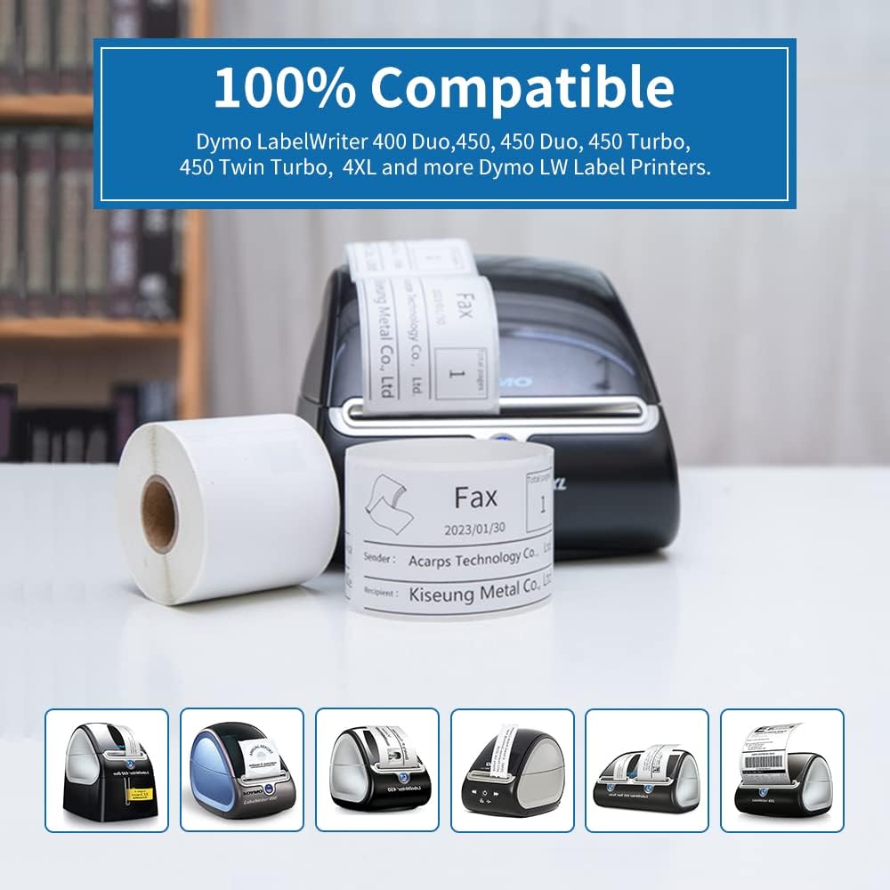 MarkDomain 8 Rolls Compatible Dymo 30323 (2-1/8" x 4") Paper Roll, Shipping/Adress Label for DYMO Label Writer 450, 4XL, 450 Duo/Turbo Label Printers, 1 roll of 220 (54mm x 102mm)