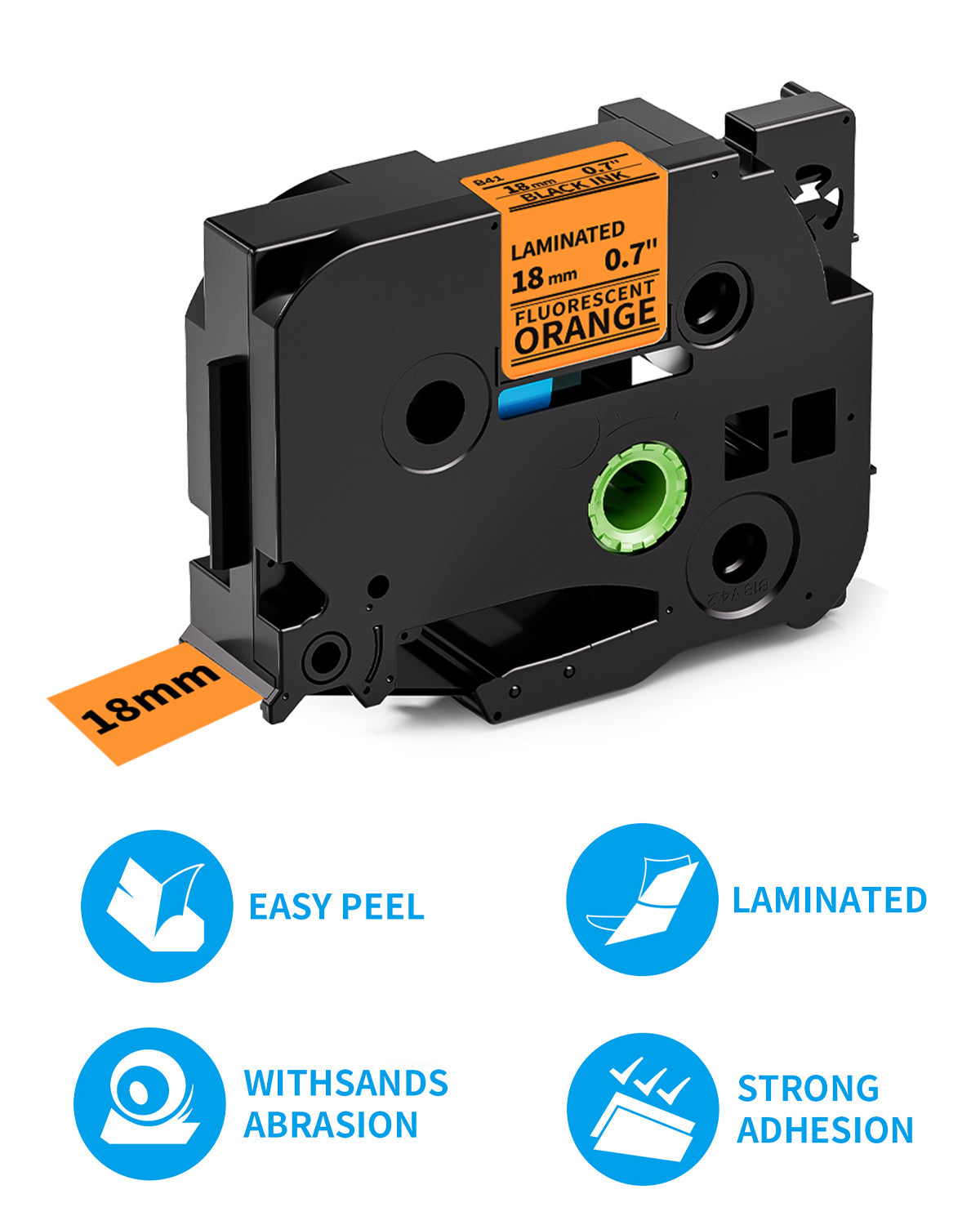 MarkDomain 18mm x 8m Orange Label Tape TZe B41 Replacement for Brother P Touch Tz TZe-B41 Laminated 3/4 Inch Label Maker Tape Work with Brother PTD410 PT-D400 PT-D610BT PTD600, 8m, 5-Pack
