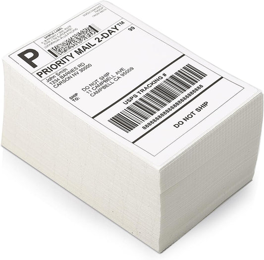 MarkDomain 4"x6" Thermal Direct Shipping Label - 500 Fan-Fold Permanent Adhesive, Commercial Grade Postage Labels, Compatible with Rollo, MUNBYN, iDRPT, Polono, Zebra Thermal Label Printers