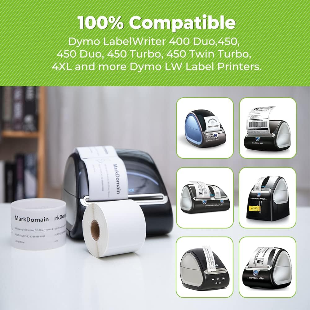 MarkDomain 12 Rolls Compatible Paper Roll Replacement for Dymo 30256 Standard Large Shipping Labels 59 mm x 102 mm (2-5/16" x 4") 300/Roll for Label Writer LW 330 400 450 Duo Twin Turbo 4XL Printer