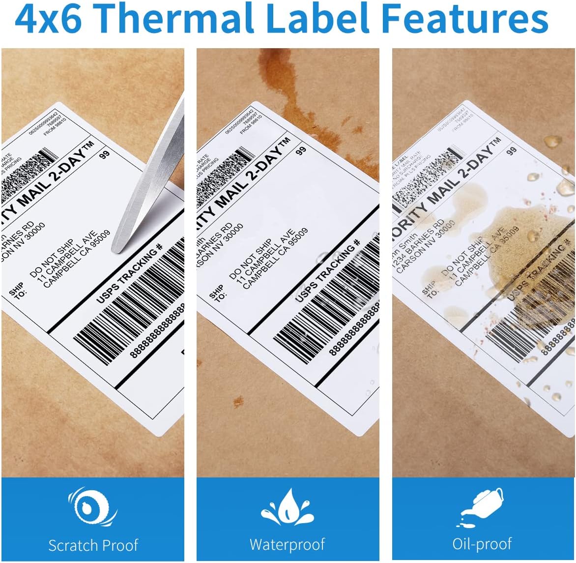 MarkDomain 4"x6" Thermal Direct Shipping Label - 500 Fan-Fold Permanent Adhesive, Commercial Grade Postage Labels, Compatible with Rollo, MUNBYN, iDRPT, Polono, Zebra Thermal Label Printers