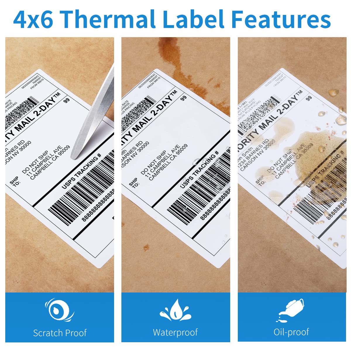 MarkDomain 4''x6'' Thermal Shipping Label - 500 Fan-Fold Permanent Adhesive, Commercial Grade Postage Labels, Compatible with Rollo, MUNBYN, iDRPT, Polono, Zebra Thermal Label Printers.