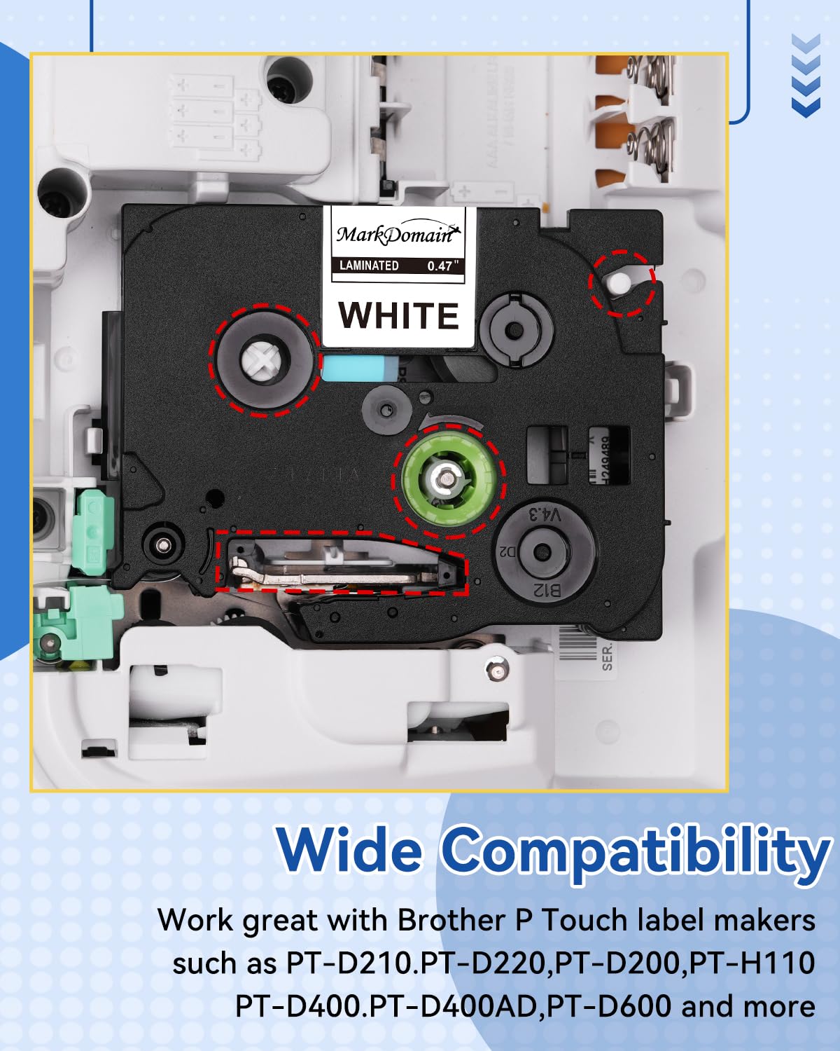 Replacement for Ptouch Tape 12mm 0.47 Laminated White TZe-231 Compatible with Brother Label Maker Tape TZe231 TZ231 for PT-D210 H111 E105 310 D600 1950 Label Tape ½''(0.47'') x 26.2 ft. (8m), 10-Pack