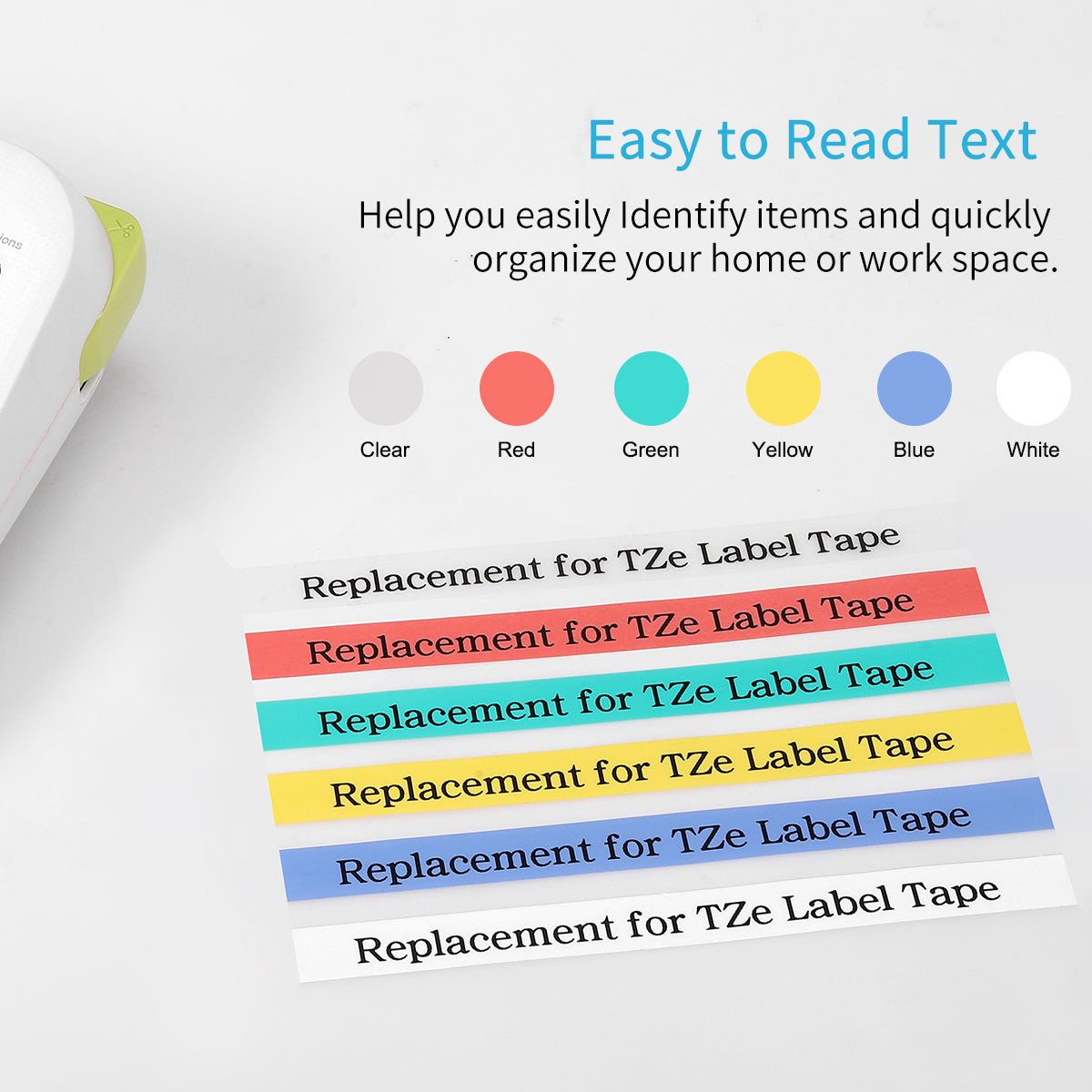 TITBIT TZe Colored Label Maker Tape Replacement For Brother P Touch Label Maker Cartridge Color TZ Tape 12mm 0.47" Laminated TZe-231 131 431 531 631 TZE-6Z