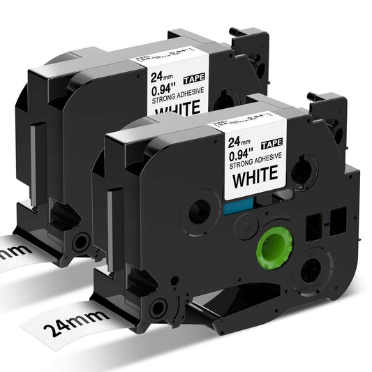 Compatible TZe-S251 Extra Strength Adhesive Black on White Label Tape Replacement for Brother TZES251 TZ-S251 S251 TZe-251 TZ-251 TZ251 for PTD600VP PTP700 PTP710BT PTP750W, 2-Pack