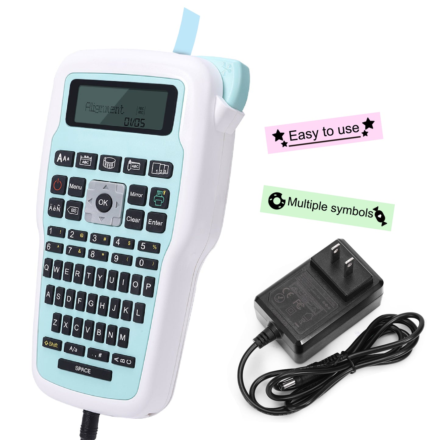 MarkDomain Handheld Label Maker - Portable Label Printer with Keyboard, E1000 Labeler with Laminated JM-231 Label Tape, Multiple Symbols for Home Office School Organization, Green